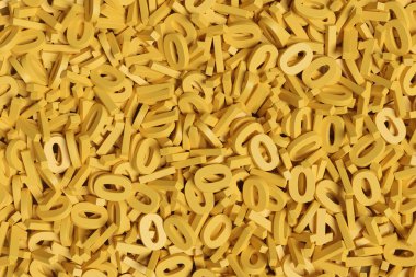 Sarı ikili sayı arkaplanı. 3d illüstrasyon.