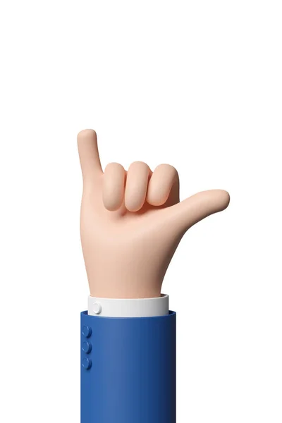 Cartoon Hand Making Shaka Gesture Isolated White Background Illustration — Stock Photo, Image