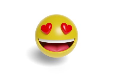 Aşık Emoji beyaz arka planda izole edilmiş. 3d illüstrasyon.