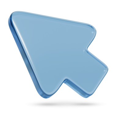 Beyaz arkaplanda izole edilmiş üç boyutlu kristal bilgisayar faresi imleci. 3B illüstrasyon.