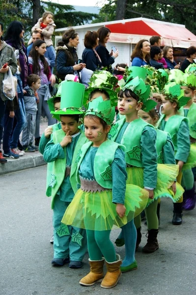 Montenegro, Herceg Novi - 17.02.2016: Niños disfrazados de hiedra en el carnaval Imagen de archivo