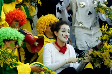 Karadağ, Herceg Novi - 01/30/2016: MIME ve palyaçolar