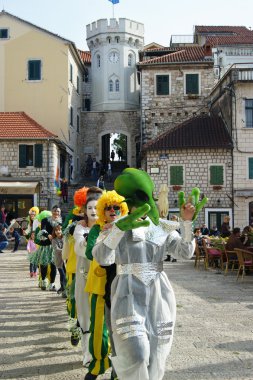 Karadağ, Herceg Novi - 01/30/2016: sanatçı Merkezi Dzhurkovich Meydanı'nda.