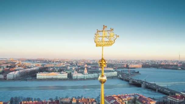 Saint-Petersburg, Rusya Federasyonu kış, anteni, Admiralty, ham shooted — Stok video