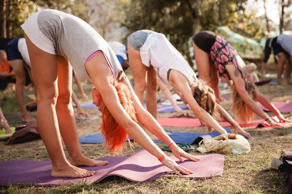 Outdoor practice during Avatar Yoga Festival — Stock Photo, Image
