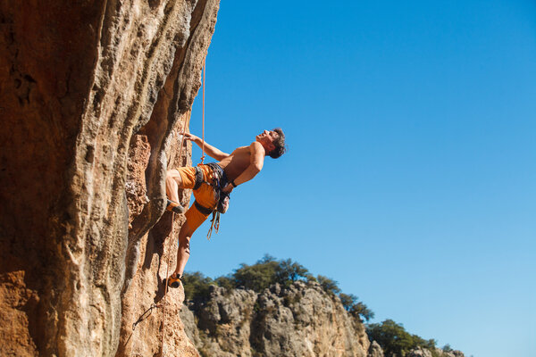Rock climbing close-up
