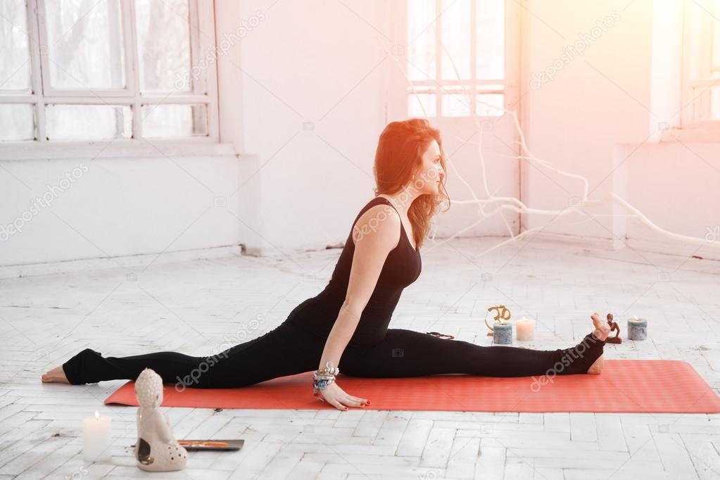 Woman having yoga practice