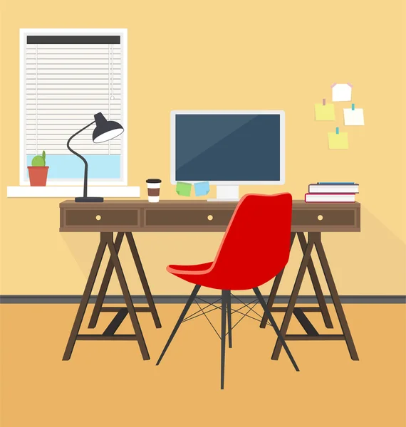 Creative workplace at office or home — Stock Vector