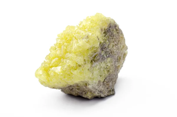Sulphur crystals on white background — Stock Photo, Image