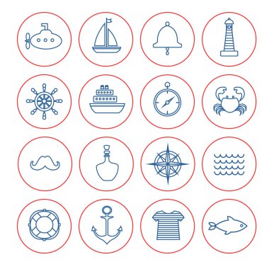 On iki deniz düz çizgi simgeler kümesi