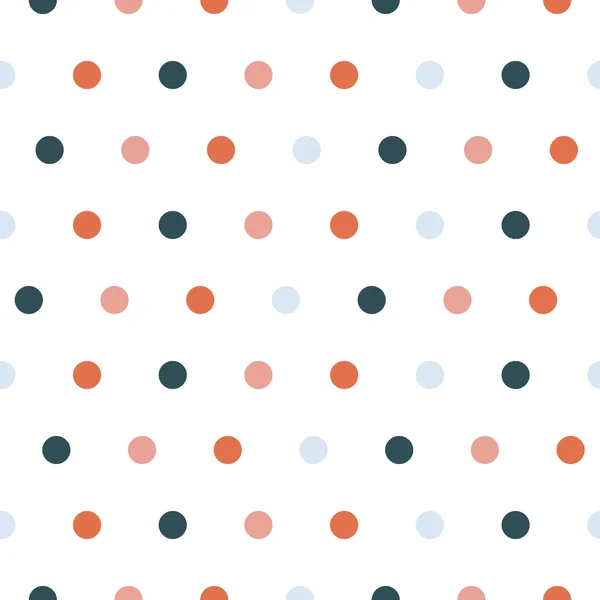 Naadloze vector patroon aangezet met kleurrijke polka dots wit — Stockvector