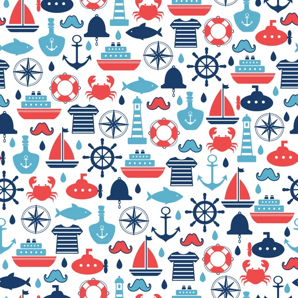 Marine seamless pattern for wallpaper, scrapbook and other design — Stock Vector