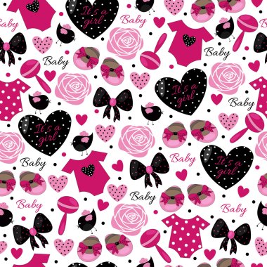 baby girl  cute hot pink pattern clipart