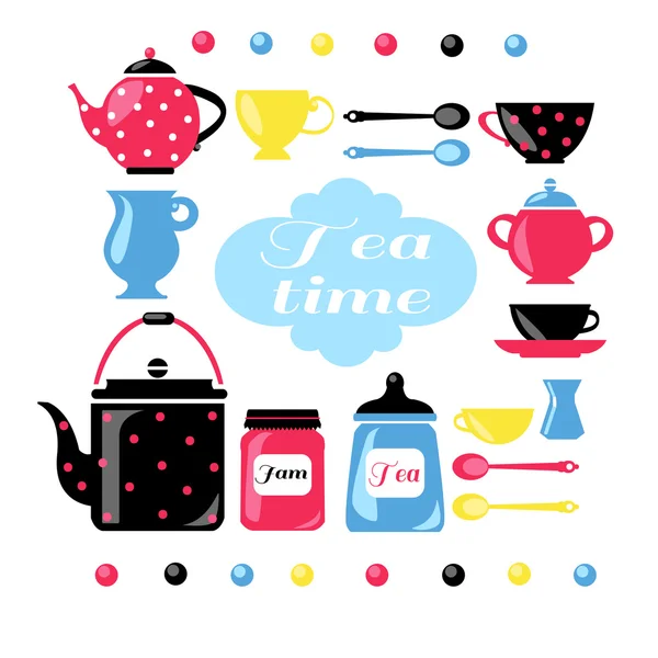 Tea set. Vector illustration — Stock Vector