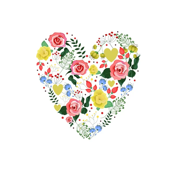 Coeur floral. Illustration vectorielle pour le design d'accueil — Image vectorielle