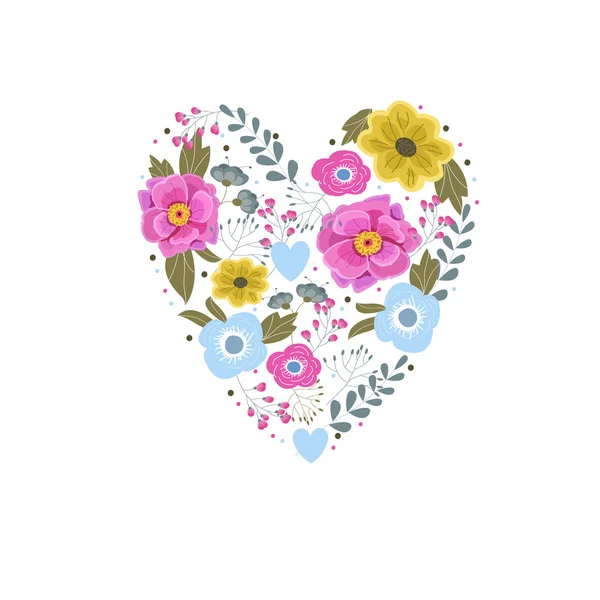 Coeur floral. Illustration vectorielle pour le design d'accueil — Image vectorielle