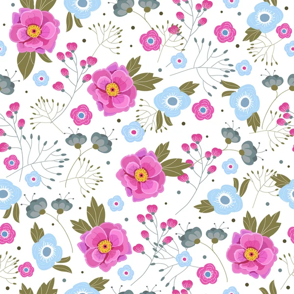 Квітковий безшовний візерунок з рожевими квітами і гілками — стоковий вектор