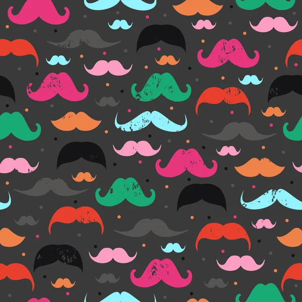 Cute seamless vector pattern with a colored mustache — Stock Vector