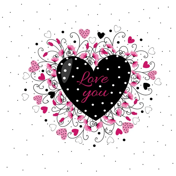 Floral heart. Vector illustration for greeting design — Stock Vector