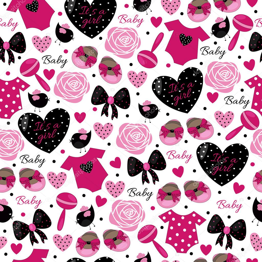 baby girl  cute hot pink pattern