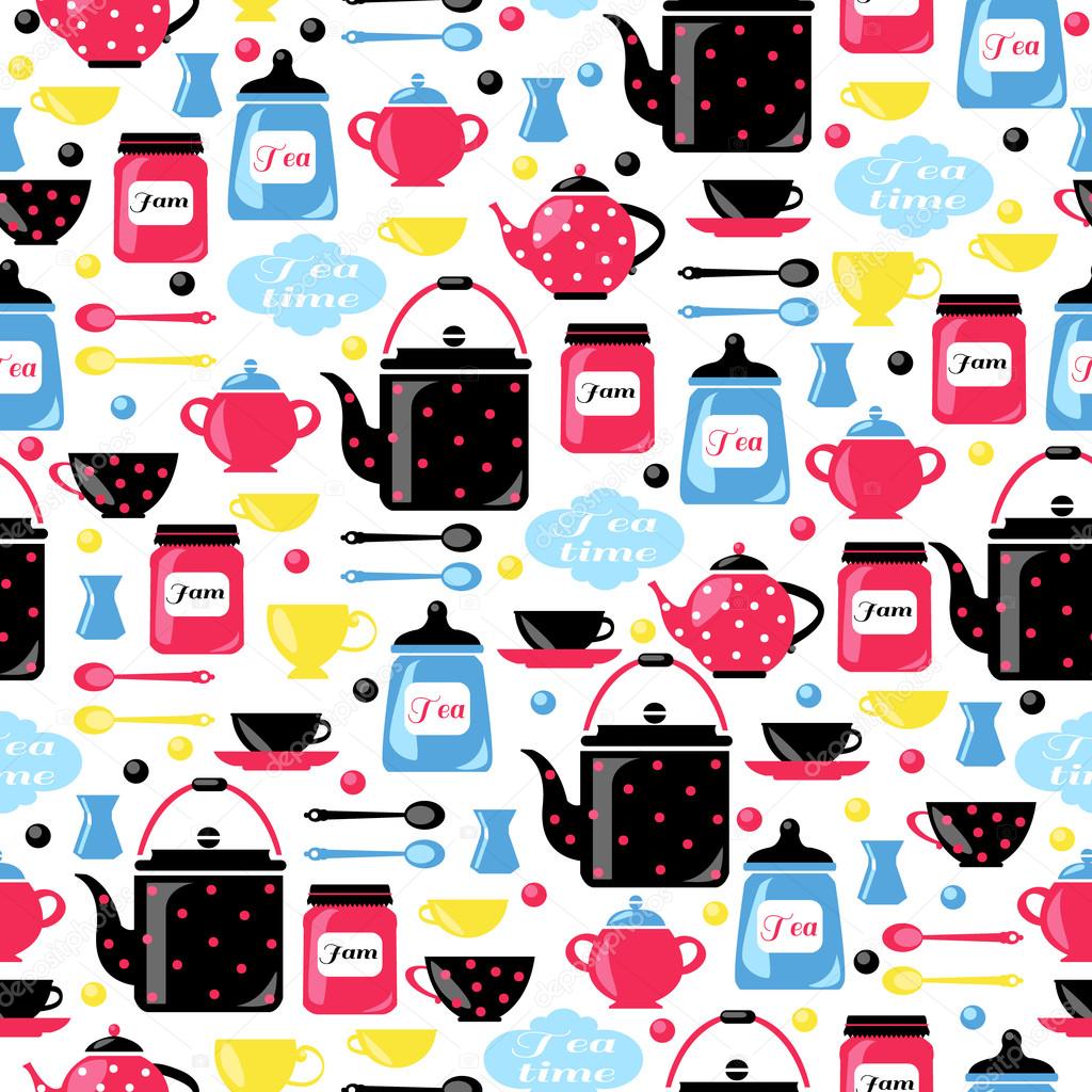 Tea time. Seamless pattern