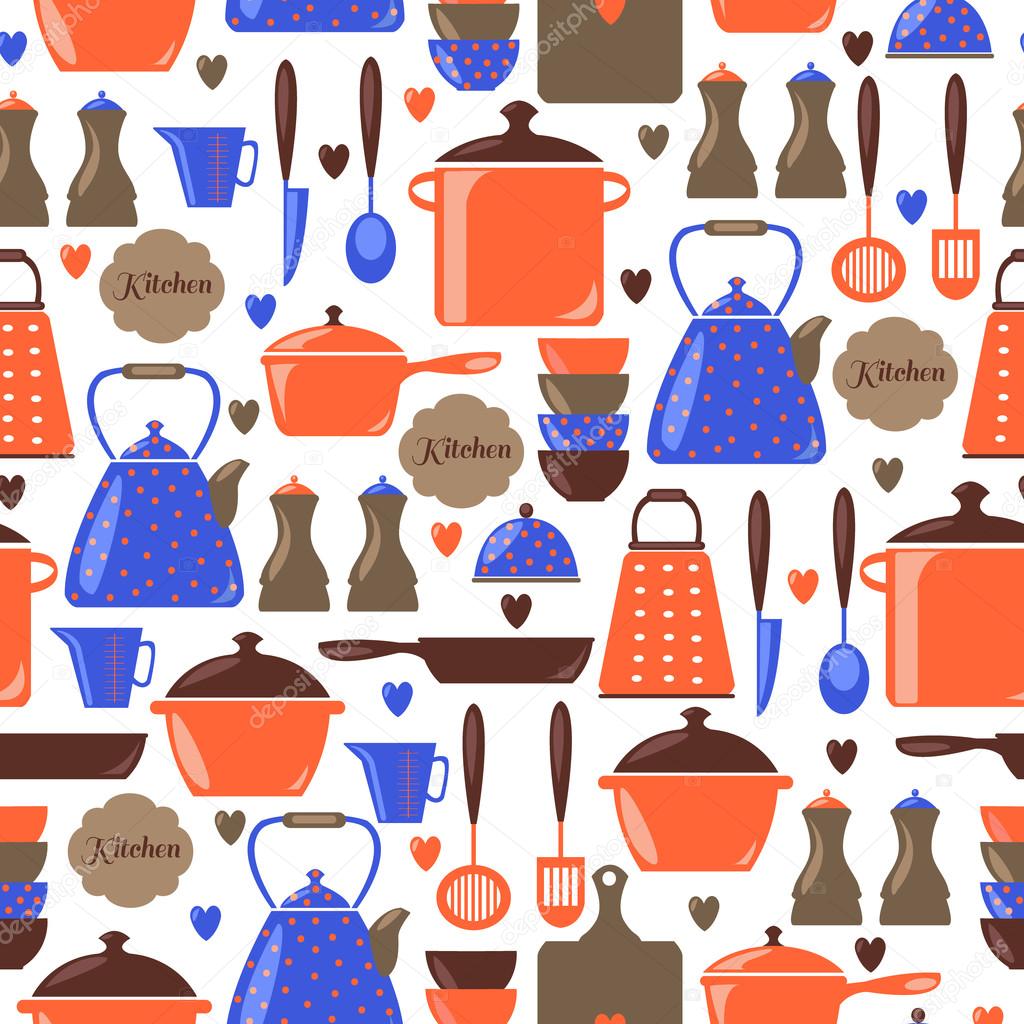 Seamless pattern with kitchen utensils