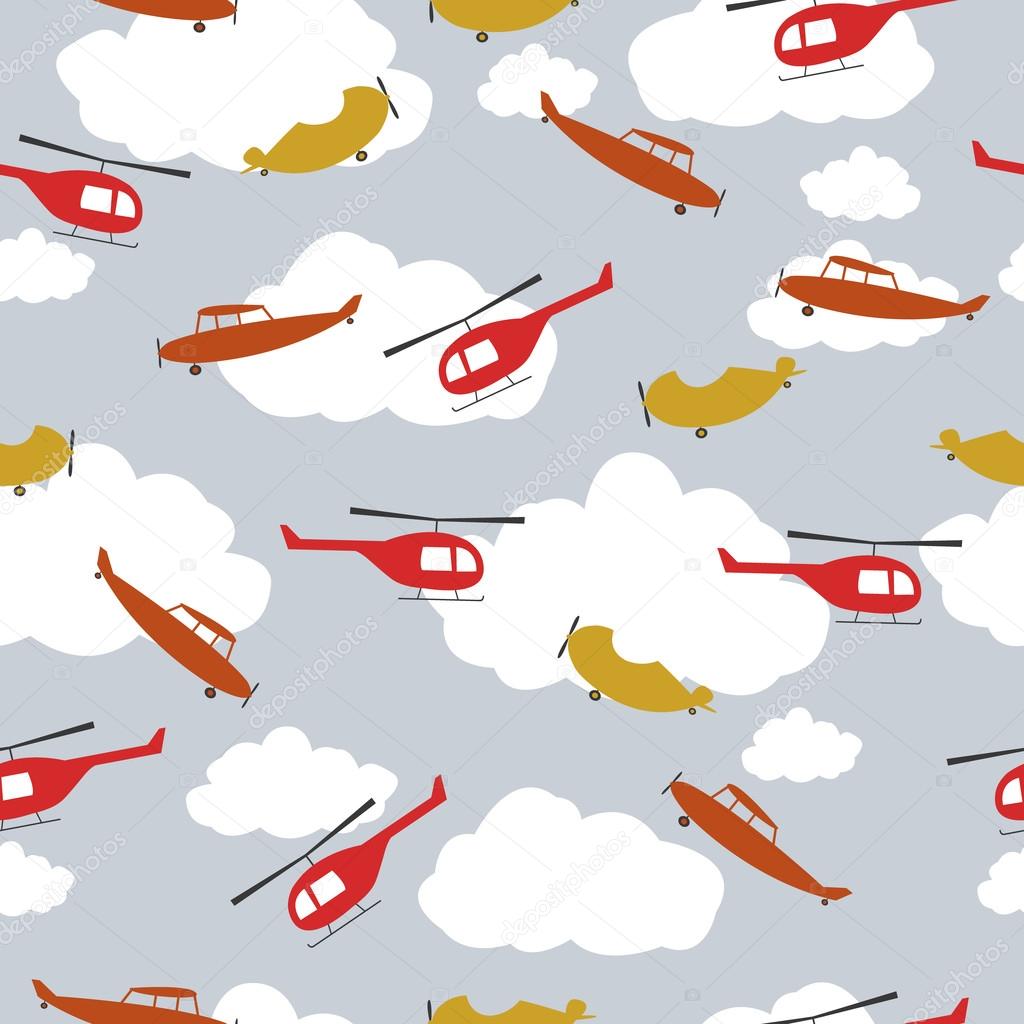 Baby boy seamless pattern with helicopters