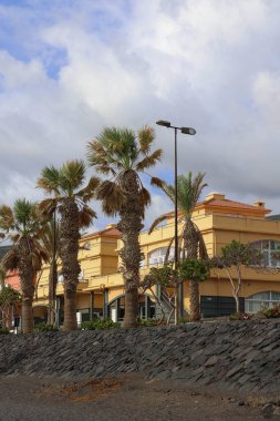 İspanya 'nın Tenerife Kanarya Adaları' ndan dikey kıyı manzarası.