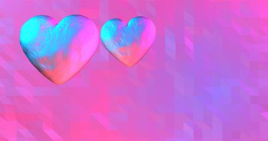 Parlayan ultraviyole kalbi olan neon bir arka plan. Sevgililer Günü etkinliği, Anneler Günü, yıldönümü, düğün davetiyesi e-kartı. 3B görüntüleme