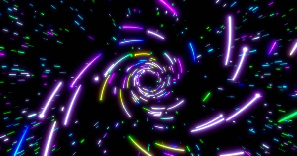 ネオンラインのトンネルを輝く ブルーのピンクとバイオレットのカラフルな照明 宇宙空間の紫外線蛍光灯 シームレスな3Dレンダリングの背景 仮想現実設計3Dレンダリング 3Dイラスト — ストック写真