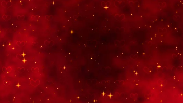 Červený Vzor Zlatými Konfety Hvězdami Červenými Srdci Svatého Valentýna Den — Stock fotografie