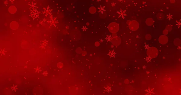 Golden Confetti Red Snowflakes Bokeh Lights Ray Light Red Merry — Stock Photo, Image