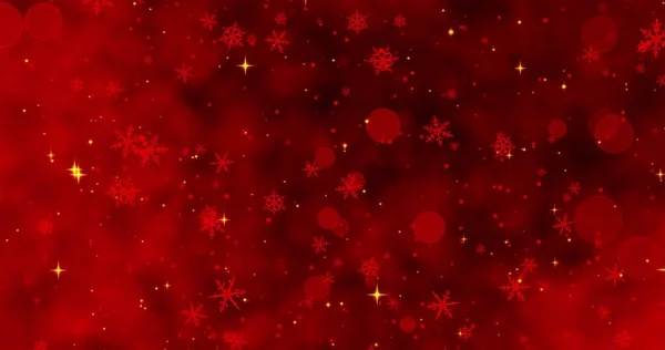 Röd Konfetti Snöflingor Och Bokeh Ljus Den Röda Julen Bakgrund — Stockfoto