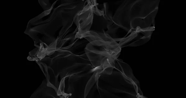 Floating white smoke on black background. Dry ice smoke fog for overlay blending mode. Abstract smoke clouds. Haze backdrop. 3D illustration