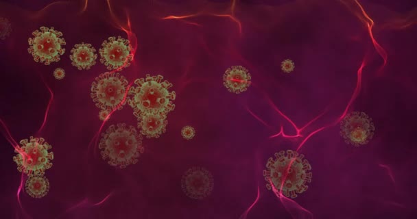 Animación conceptual de la pandemia global de coronavirus covid 19, antecedentes de materiales educativos y noticias digitales para la edición de vídeo, Rojo, bucle, 4k — Vídeos de Stock