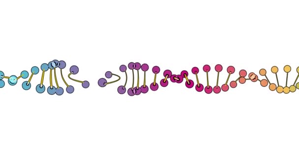 Visualisation couleur de l'analyse ADN isolée sur fond blanc animation de rotation 3d, pour montage et formation médicale — Video