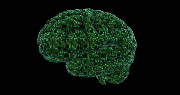 Digital Brain Made Printed Circuit Board Processors Digital Neural Network — Stock Photo, Image