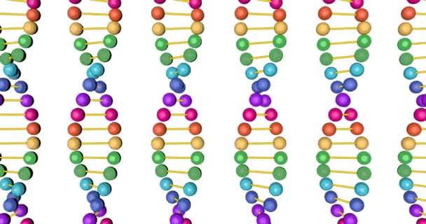 Colored DNA test 3d animated render isolated on white background for video editing and medical trainings — Stock Video