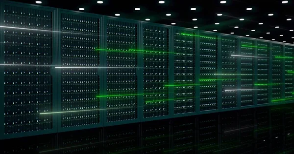Powerful Servers Sit Glass Panels Server Room Data Center Isp — Stock Photo, Image