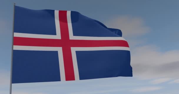 Zászló Izland patriotizmus nemzeti szabadság, zökkenőmentes hurok, alfa csatorna — Stock videók