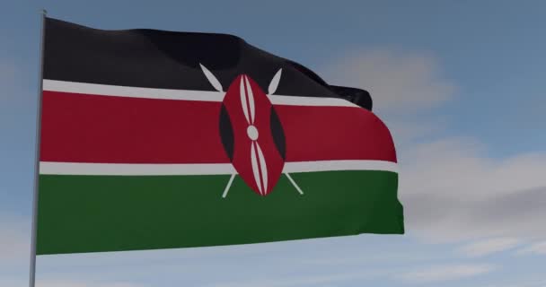 Zászló Kenya patriotizmus nemzeti szabadság, zökkenőmentes hurok, alfa csatorna — Stock videók
