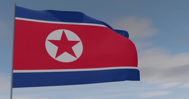 Vlajka KLDR demokratické národy Korejská republika vlastenectví národní svoboda, bezešvé smyčky, alfa kanál — Stock video