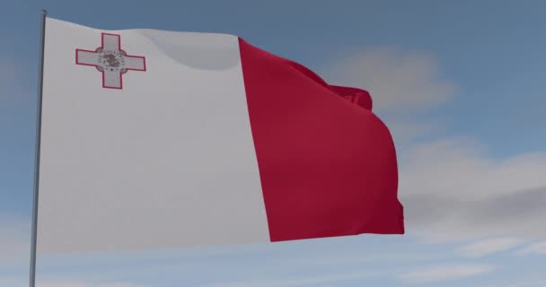 国旗马耳他爱国主义国家自由，无缝循环，阿尔法通道 — 图库视频影像