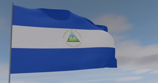 Flaga Nikaragua patriotyzm wolność narodowa, płynna pętla, kanał alfa — Wideo stockowe