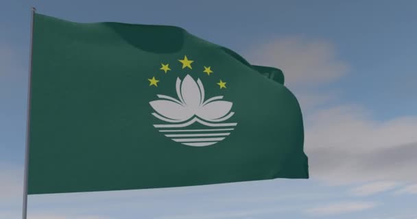 Macau vatanseverlik bayrağı Ulusal özgürlük, kusursuz döngü, alfa kanalı — Stok video