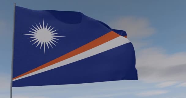 Flagga Marshallöarna patriotism nationell frihet, sömlös loop, alpha kanal — Stockvideo