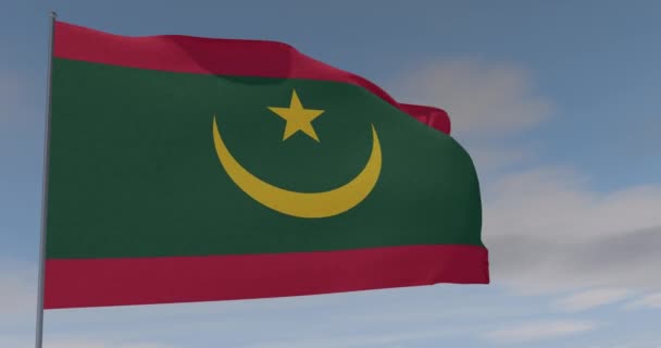 Флаг Мавритании патриотизм национальная свобода, бесшовный цикл, альфа-канал — стоковое видео