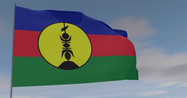 Bandiera Nuova Caledonia patriottismo libertà nazionale, anello senza soluzione di continuità, canale alfa — Video Stock