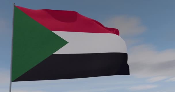 Флаг Судана патриотизм национальной свободы, бесшовный цикл, альфа-канал — стоковое видео