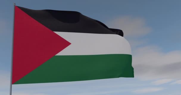 Bandera Estado de Palestina patriotismo libertad nacional, bucle sin fisuras, canal alfa — Vídeos de Stock